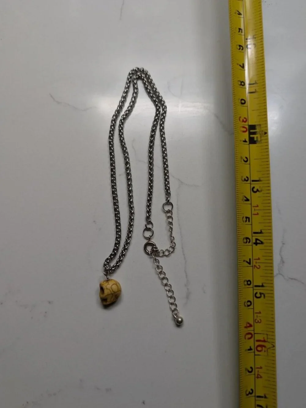 Halloween Vintage Silver Tone Carved Skull Pendant Necklace (Ship the same Day)